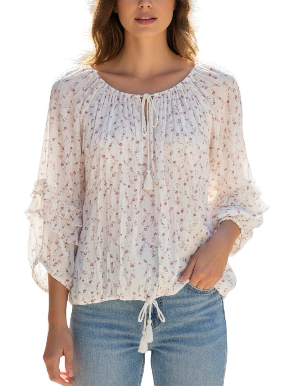 Denim & Supply Ralph Lauren RL Boho Floral Peasant Top XL